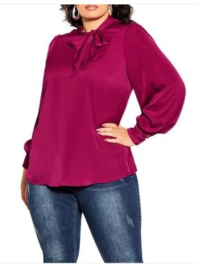 NWT City Chic Satin Polyester Top In Awe Sangaria Blouse Size W22